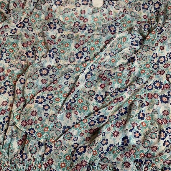 Torrid Top Women's Size 2 Floral Peasant Open Flowy Sleeve Semi-Sheer - Picture 4 of 6